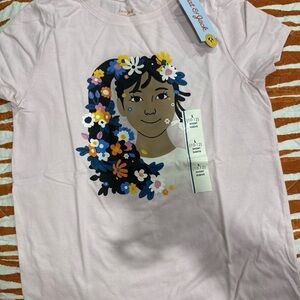 Cat & Jack Girl's Pink Floral Graphic Tee size large 10-12